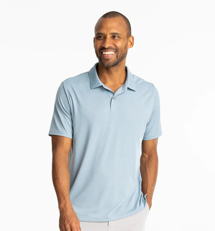 Free Fly Men's Bamboo Elevate Polo: Blue Fog