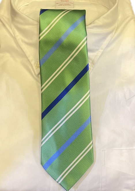 Robert Jensen Blue and Green Wide Stripe Necktie