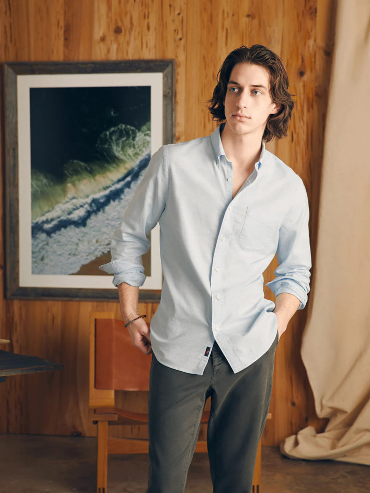 Faherty Supima Oxford Shirt: Blue Heather