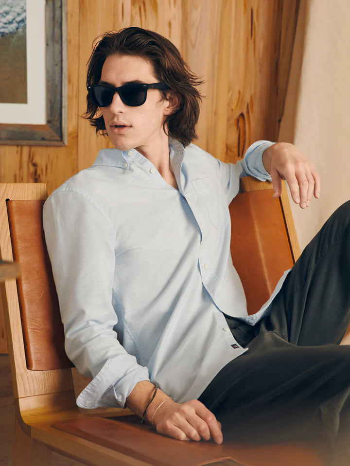 Faherty Supima Oxford Shirt: Blue Heather