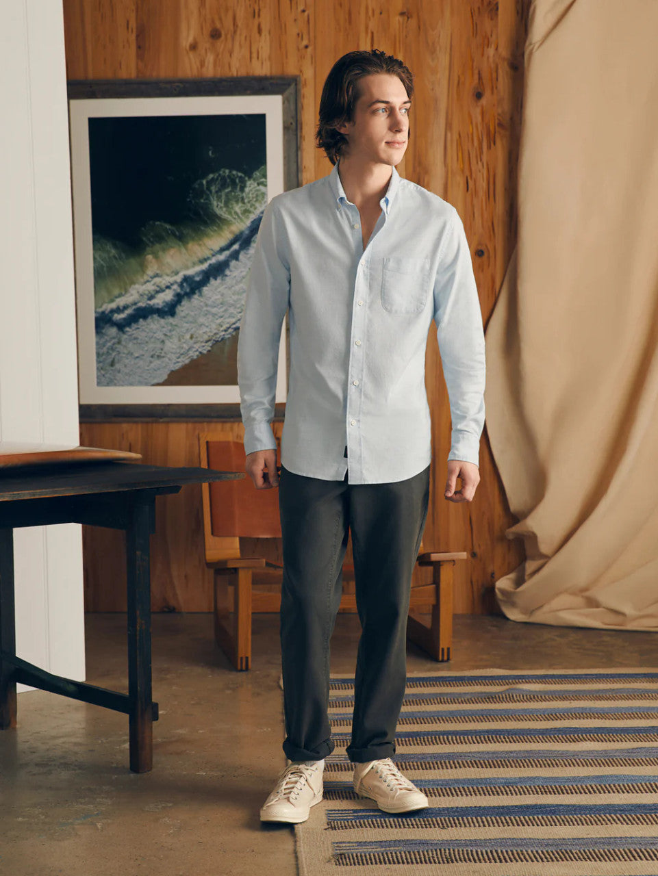 Faherty Supima Oxford Shirt: Blue Heather