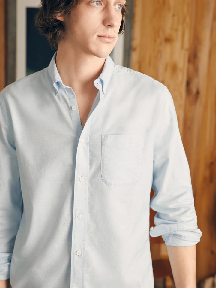 Faherty Supima Oxford Shirt: Blue Heather