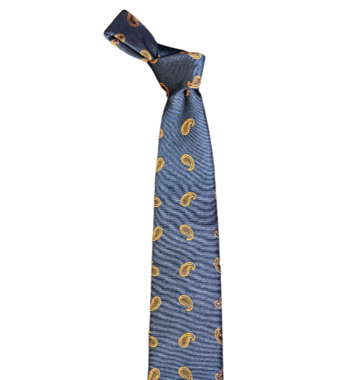 Seaward and Stearn Paisley Silk Tie: Blue w/ Rust