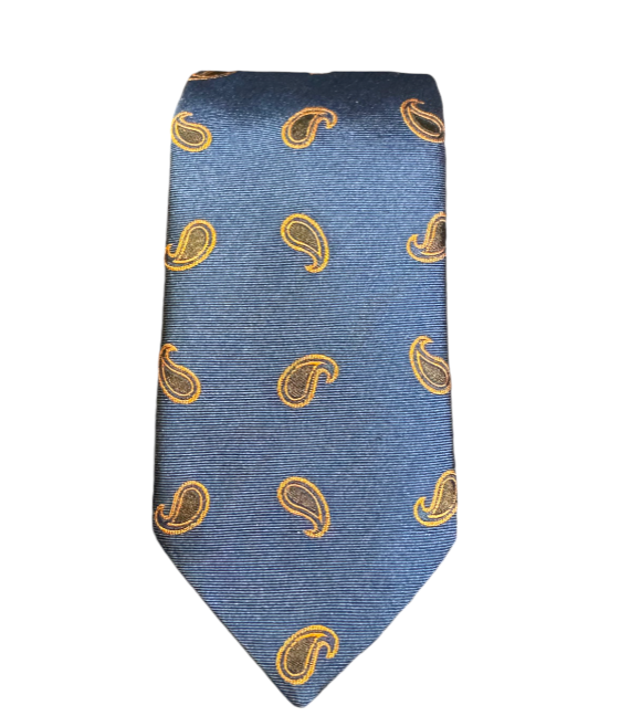 Seaward and Stearn Paisley Silk Tie: Blue w/ Rust