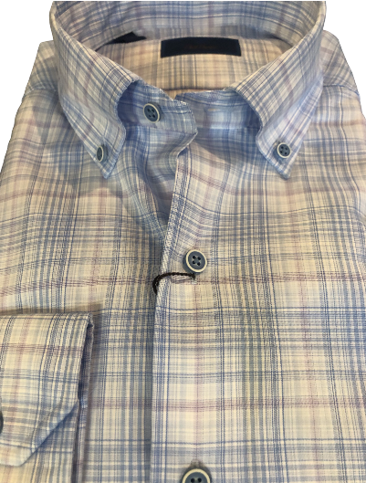 David Donahue Blue & Lilac Plaid Shirt