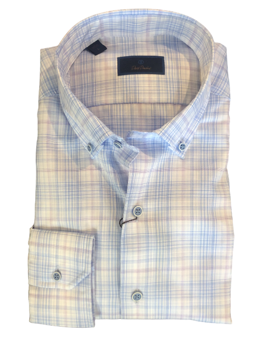 David Donahue Blue & Lilac Plaid Shirt