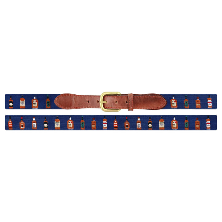 Smathers and Branson Bourbon Bottles Needlepoint Belt: Classic Navy