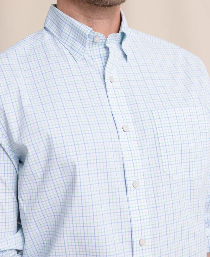 Southern Tide Charleston Broughton Plaid Sport Shirt: Jade Green