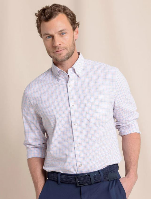 Southern Tide Charleston Broughton Plaid Sport Shirt: Petal Pink