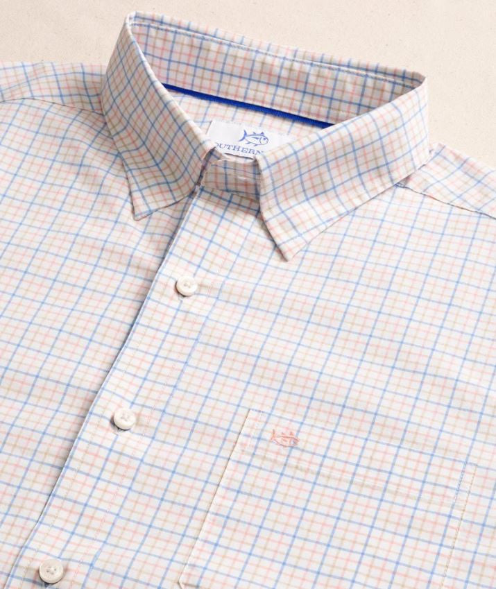 Southern Tide Charleston Broughton Plaid Sport Shirt: Petal Pink