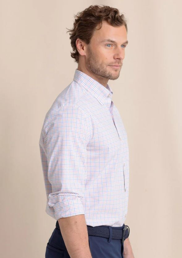 Southern Tide Charleston Broughton Plaid Sport Shirt: Petal Pink