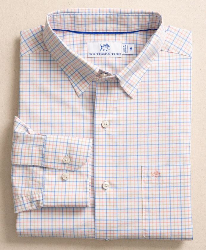 Southern Tide Charleston Broughton Plaid Sport Shirt: Petal Pink