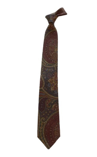 Robert Jensen Paisley Tie: Brown, Green, Blue