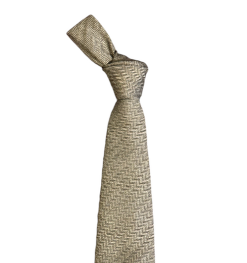 Seaward and Stearn Silk Herringbone Tie: Brown