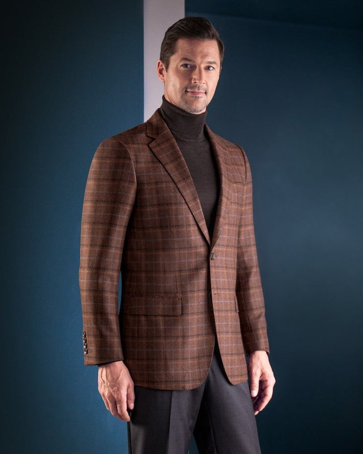 MaxDavoli by MaxMan Brown Windowpane Soft Coat