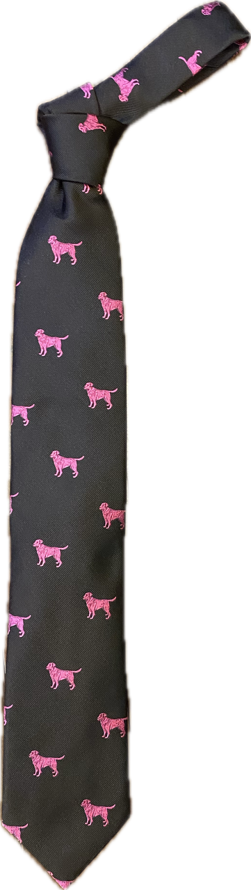 Seaward and Stearn Brown Tie With Pink Dogs