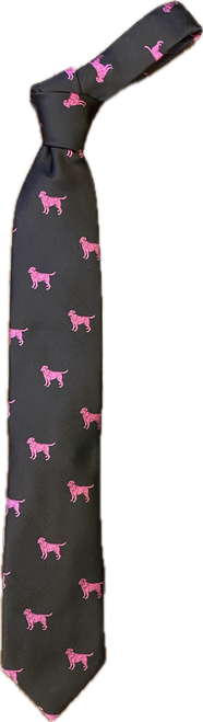 Seaward and Stearn Brown Tie With Pink Dogs