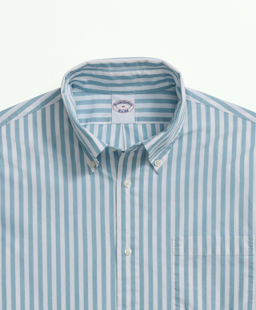 Brooks Brothers Friday Shirt, Short-Sleeve Poplin Butcher Striped: Marine