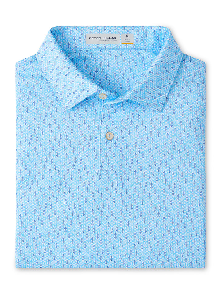 Peter Millar Featherweight Pineapple Mosiac Performance Polo: Seaport Blue