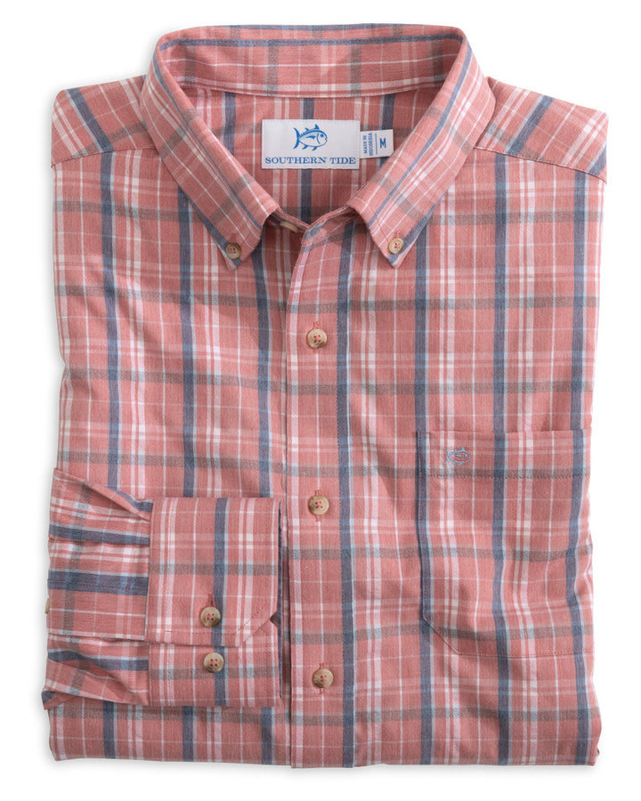 Southern Tide Coastal Passage Asheland Plaid Sport Shirts: Heather Dusty Coral