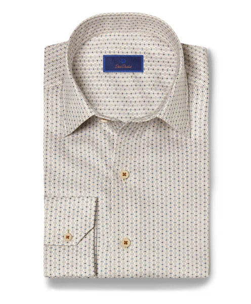 David Donahue Sand & Sky Twill Neat Print Shirt