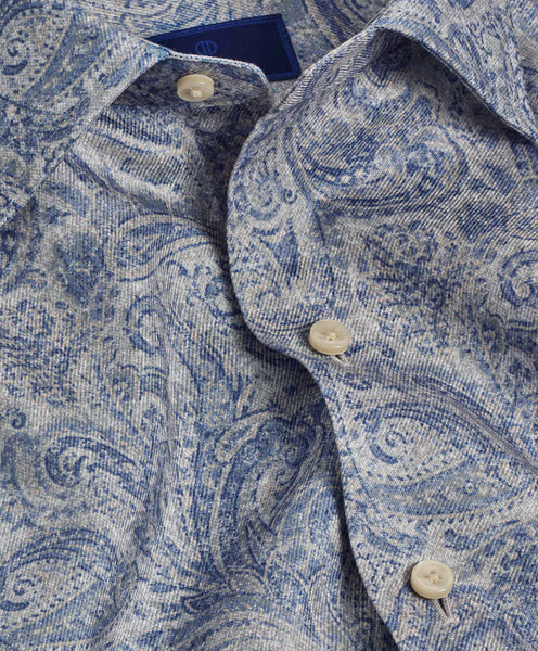 David Donahue Charcoal & Blue Paisley Print Shirt