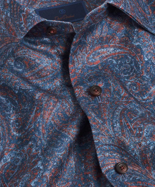 David Donahue Navy Multi Paisley Print Shirt