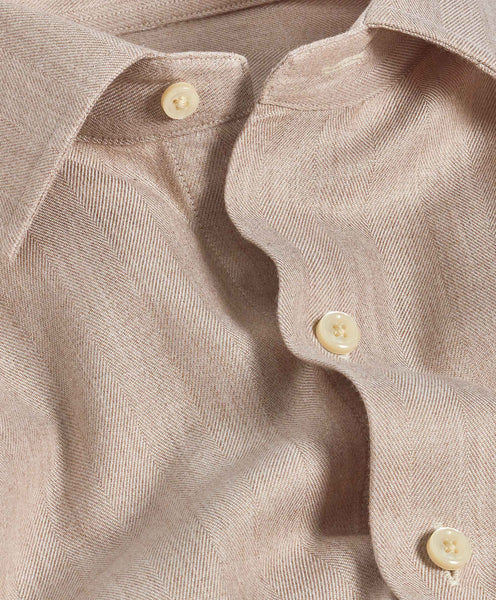 David Donahue Herringbone Sport Shirt: Dune