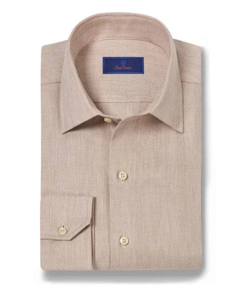 David Donahue Herringbone Sport Shirt: Dune