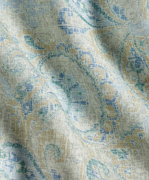 David Donahue Paisley Linen Blend Sport Shirt: Dune/Multi