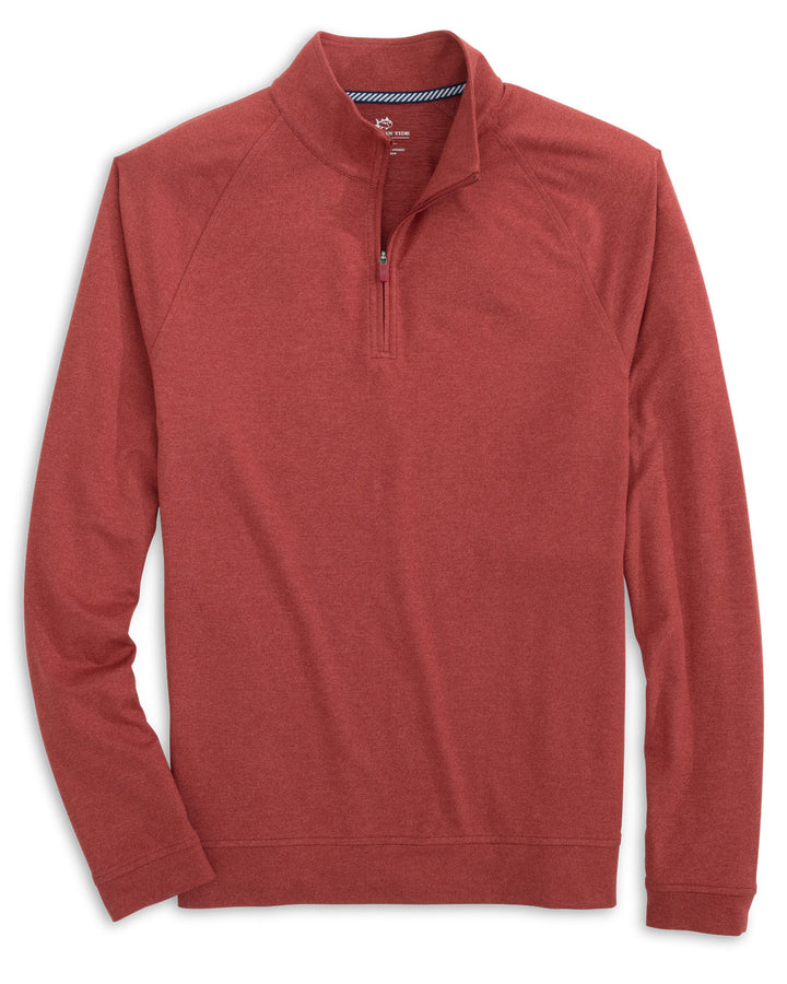 Southern Tide Cruiser Heather Quarter Zip Pullover: Tuscany Red