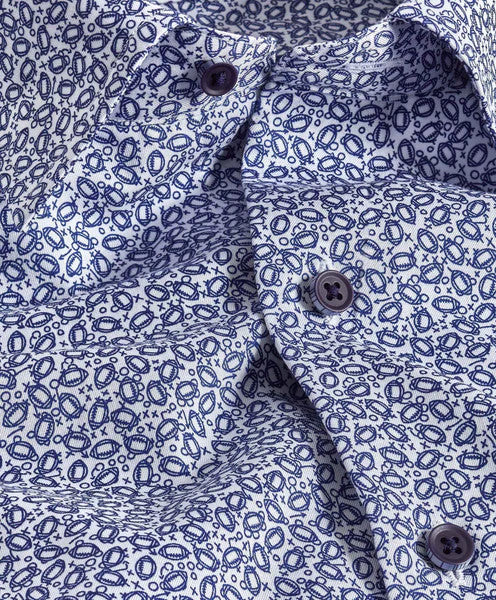 David Donahue Blue & White Tailgate Print Shirt