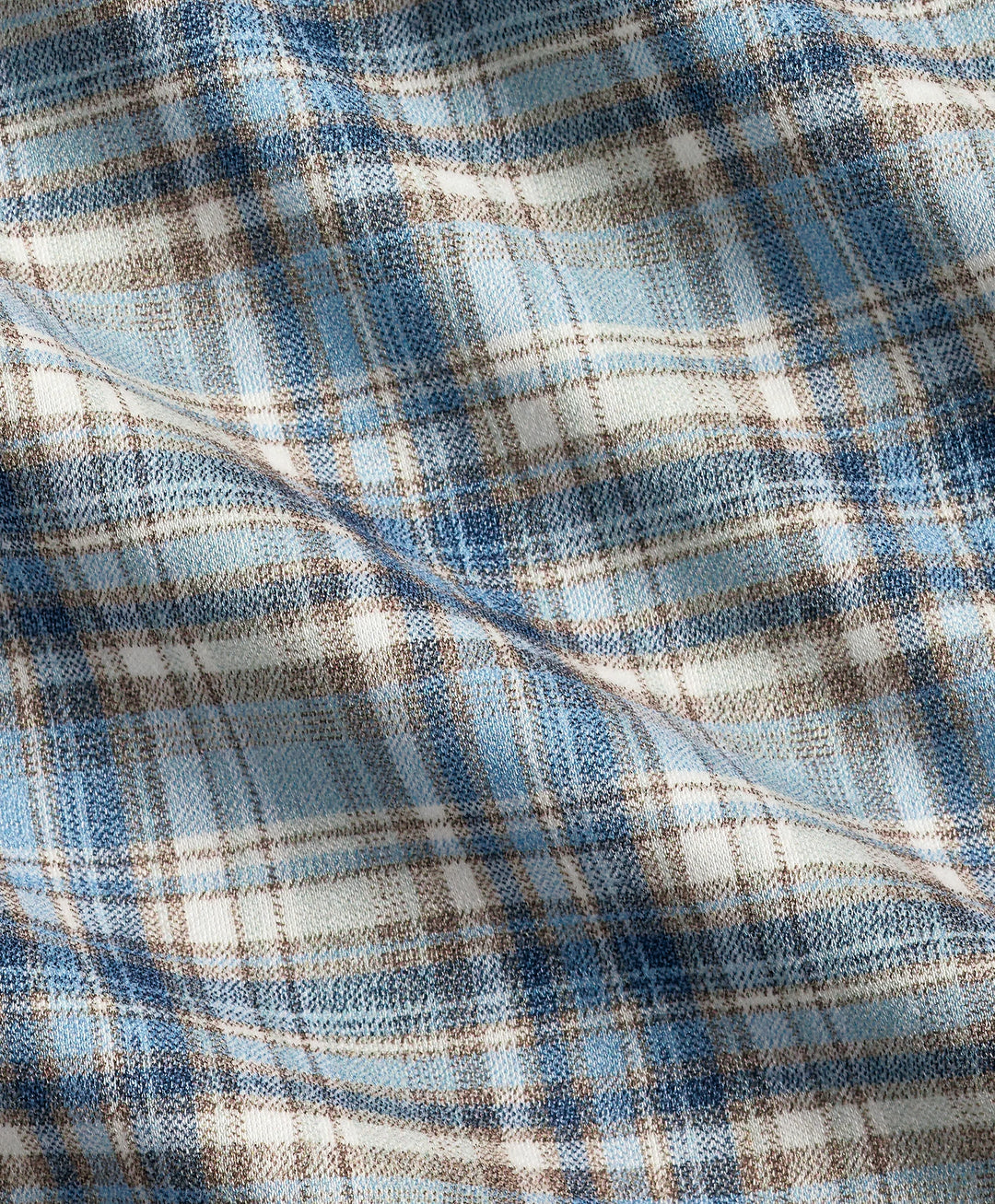 David Donahue Dune & Blue Plaid Knit Sport Shirt: Dune/Blue