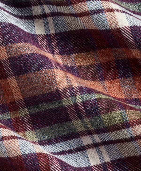 David Donahue Merlot & Multi Brushed Plaid Sport Shirt