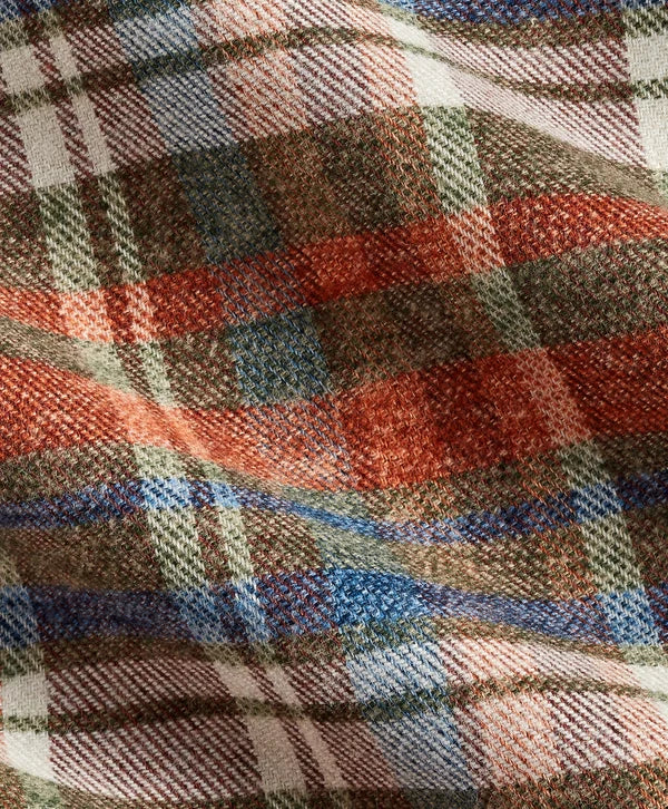 David Donahue Spice & Multi Brushed Plaid Sport Shirt