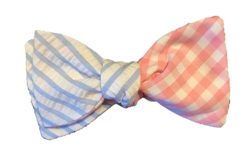 Craig Reagin Aqua Seersucker/Pink Gingham Bowtie