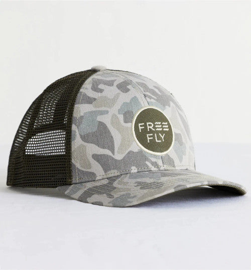 Free Fly Camo Trucker Hat: Barrier Island Camo