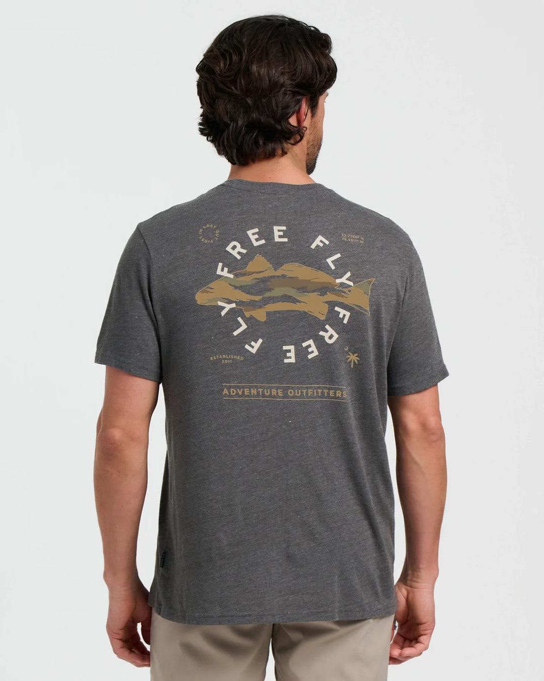 Free Fly Camo Redfish Pocket Tee- Heather Black Sand