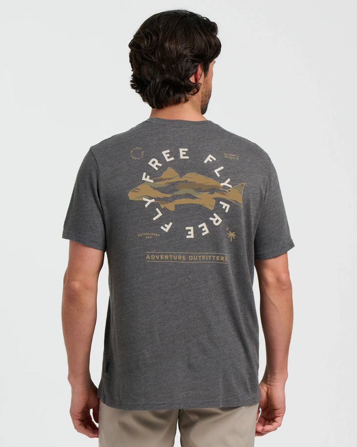 Free Fly Camo Redfish Pocket Tee- Heather Black Sand