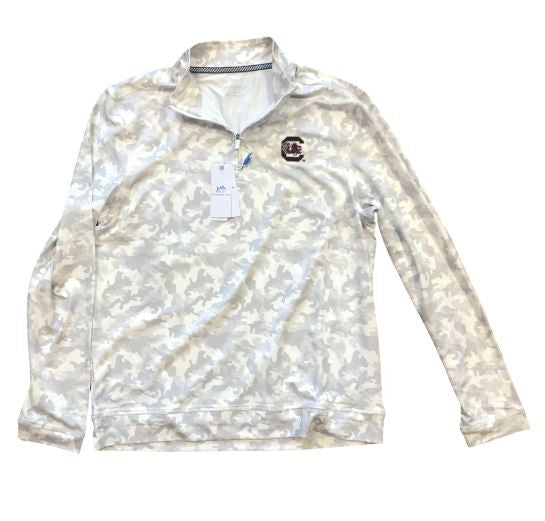 Southern Tide University of South Carolina Island Camo Print Cruiser Quarter Zip: White