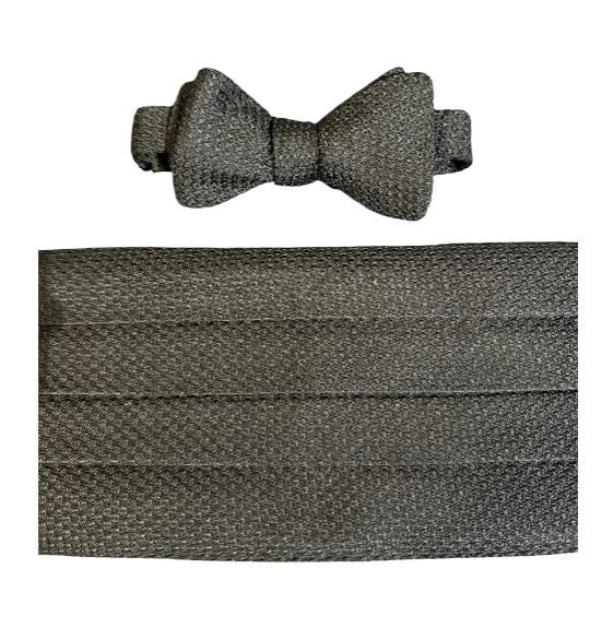 R. Hanauer Black Grenadine Bow Tie and Cummerbund Set