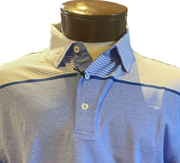 Craig Reagin Heathered Stripe Polo: Ocean/White/Regal