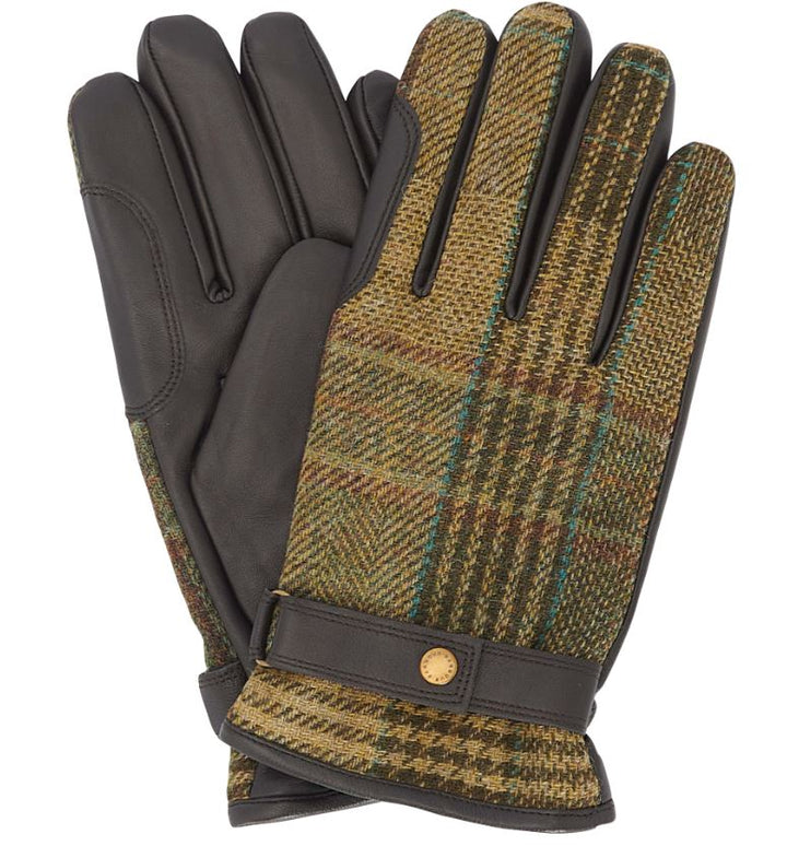 Barbour Deveron Tweed Glove: Green Mix