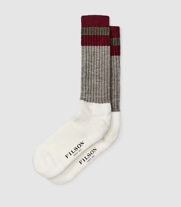 Filson 1970's Logger Thermal Sock: Forest / Maroon