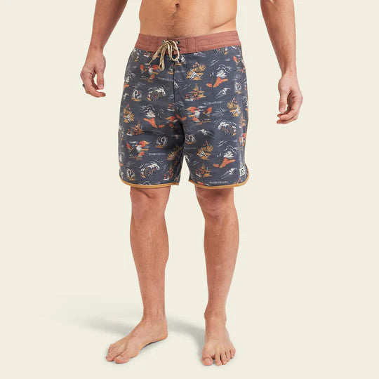 Howler Brothers Bruja Boardshorts 18.5": Caracara Country - Charcoal Oxford