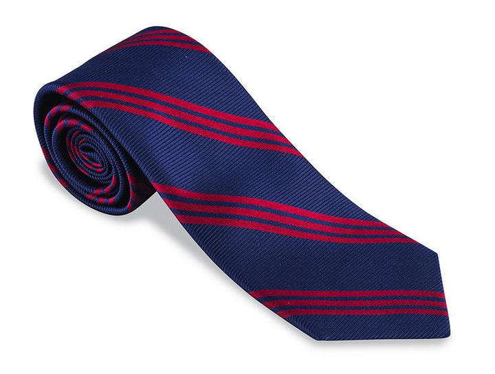 R Hanauer Cascade Stripes Necktie: Navy/Red