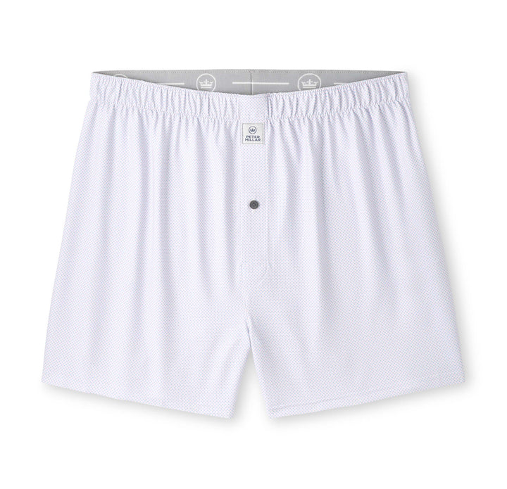 Peter Millar Phoenix Performance Boxer Short: White/Cottage Blue