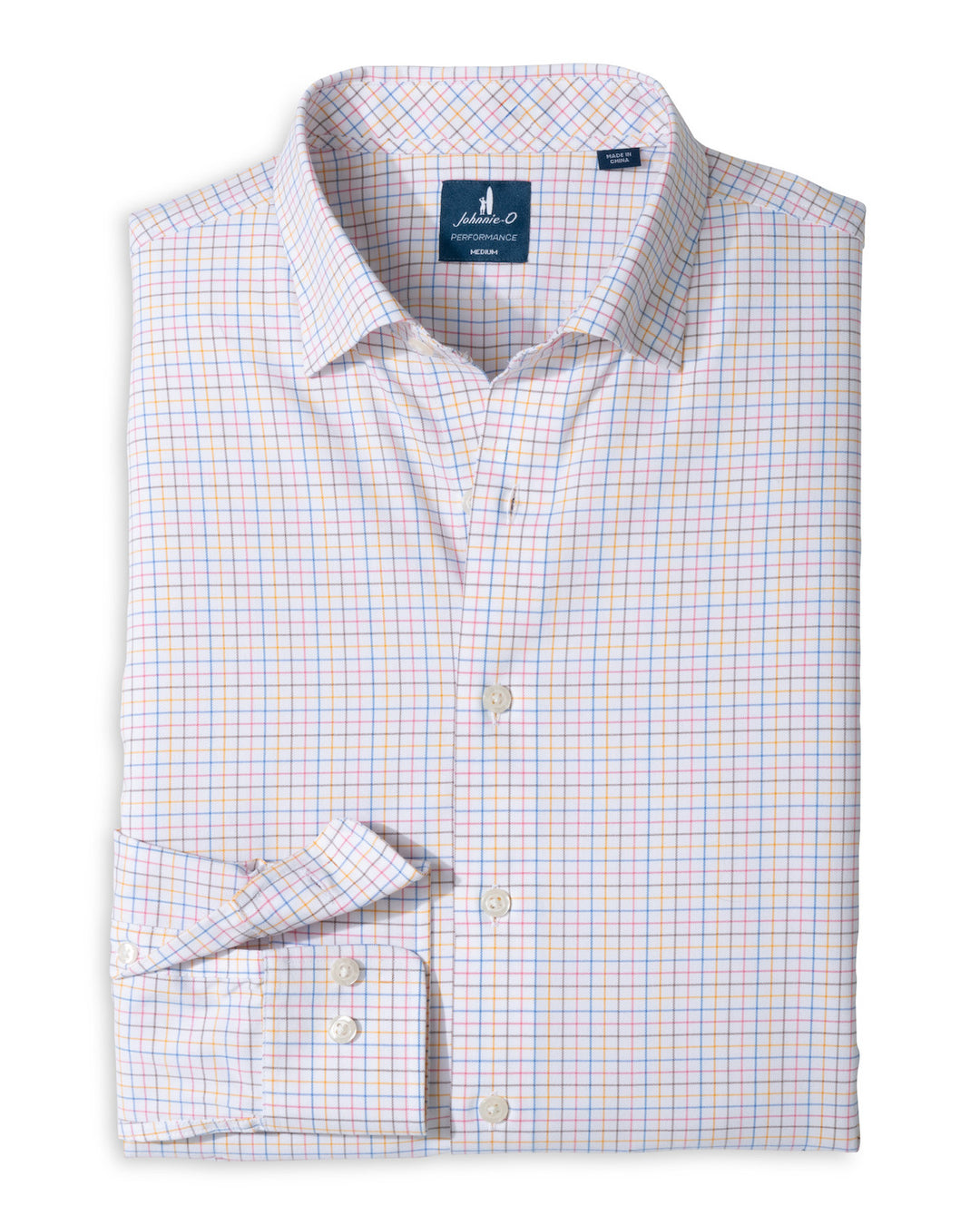 Johnnie-O Everyday Performance Button Down Shirt - Bluffton Pin Pane: Punch