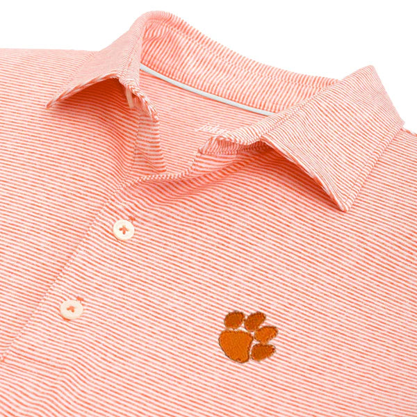 Johnnie-O Clemson Lyndonn Striped Performance Polo: Orange