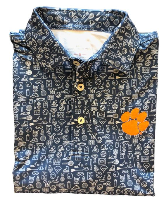 Southern Tide Finally Friday Clemson University Polo: Aged Denim